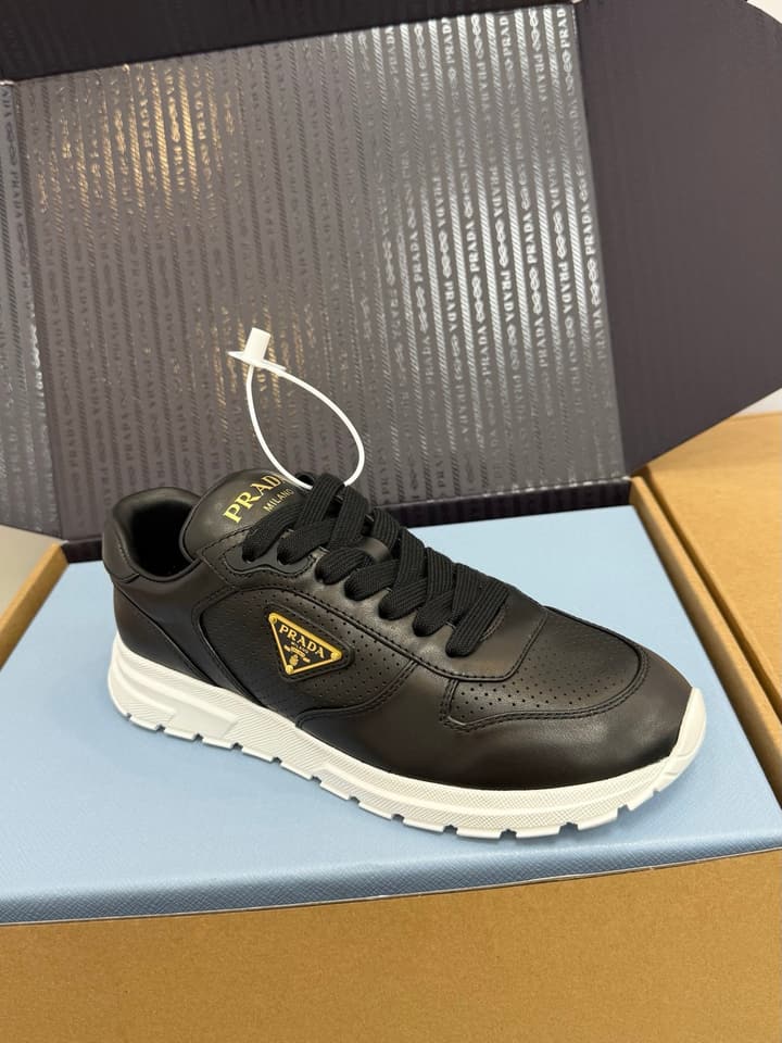 Prada Triangle Logo Sporty Sneakers – 2025 Early Autumn Collection in Black