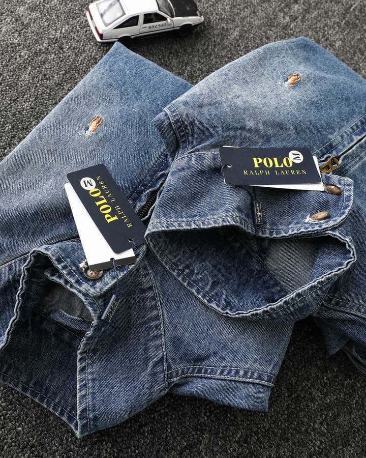 Ralph Lauren Washed Denim Jacket – 2025 Fall Collection in Classic Blue Denim