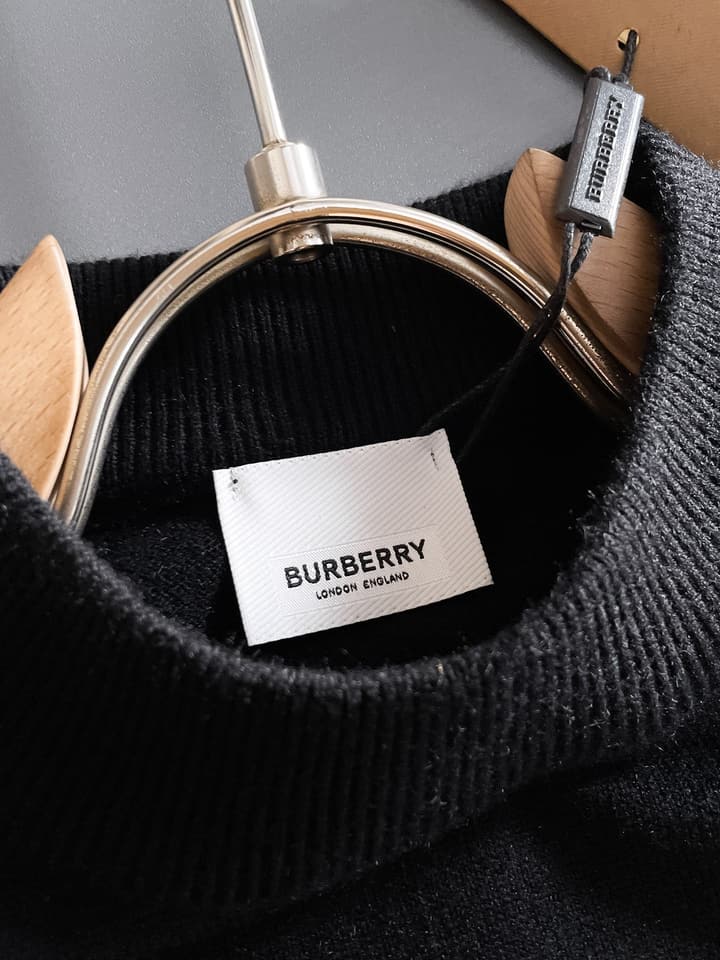Burberry Half-Zip Wool Blend Sweater in Black Logo