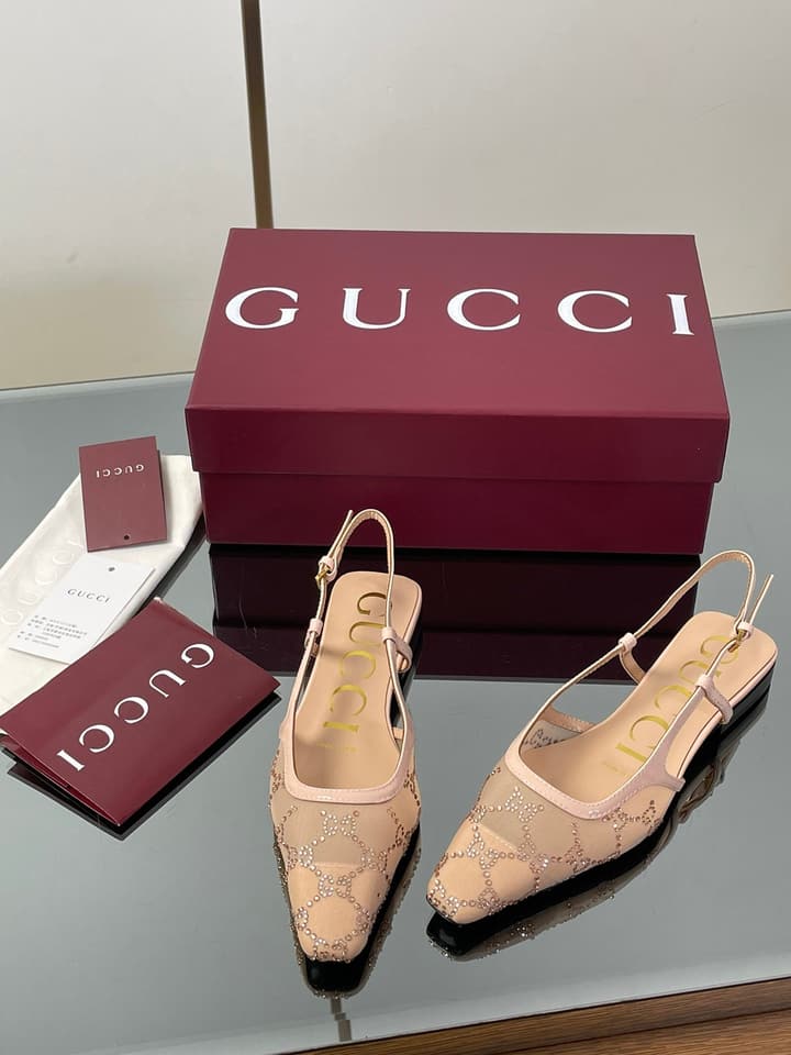 Gucci Cosmogonie GG Crystal Slingback Sandals – 2025 Early Autumn Collection in Black Crystal Gg