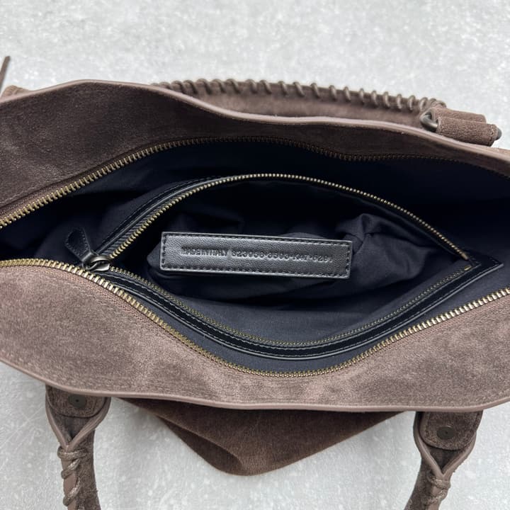 Balenciaga Le City Medium Suede Shoulder Bag in Caramel Suede
