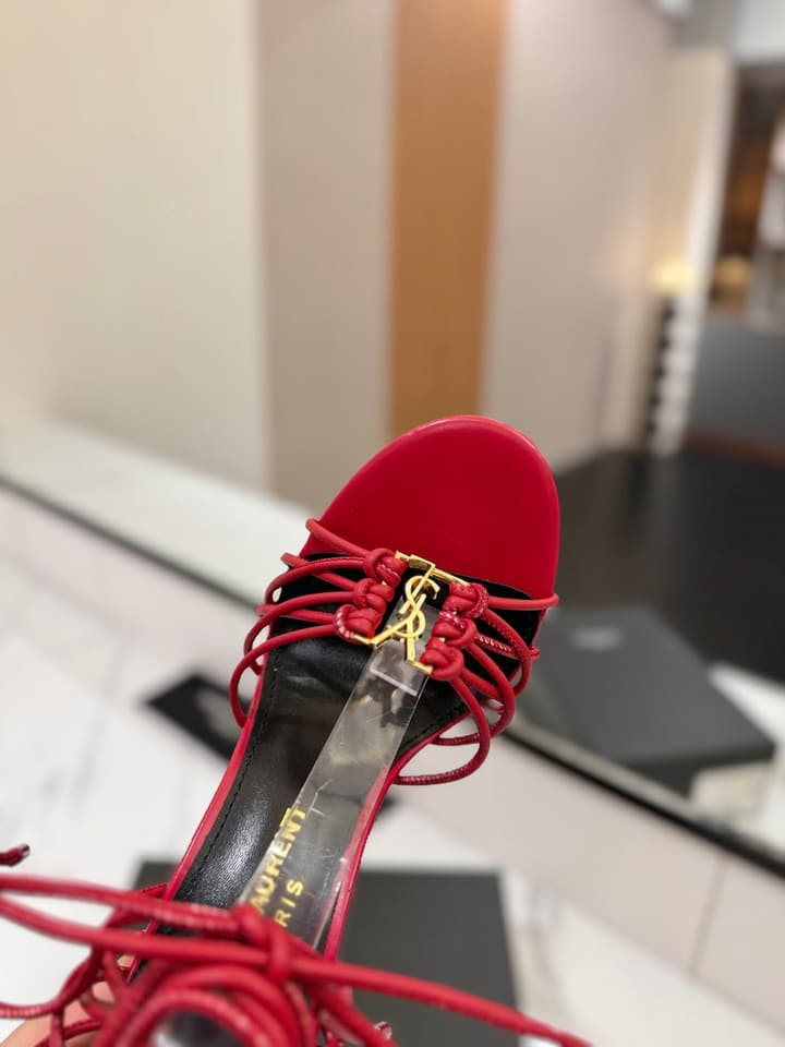 Saint Laurent Letter Buckle Pumps in Bright Gold