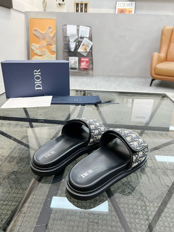 Dior Luxury Slides in Black Textured