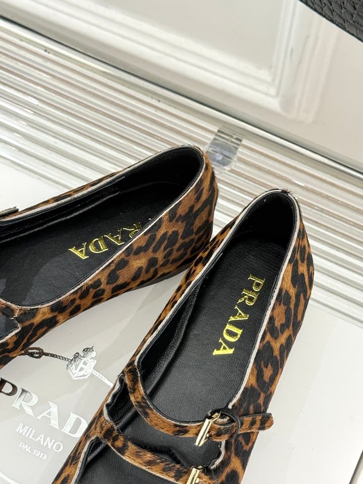 Prada Classic Mary Jane Flats in Leopard Print