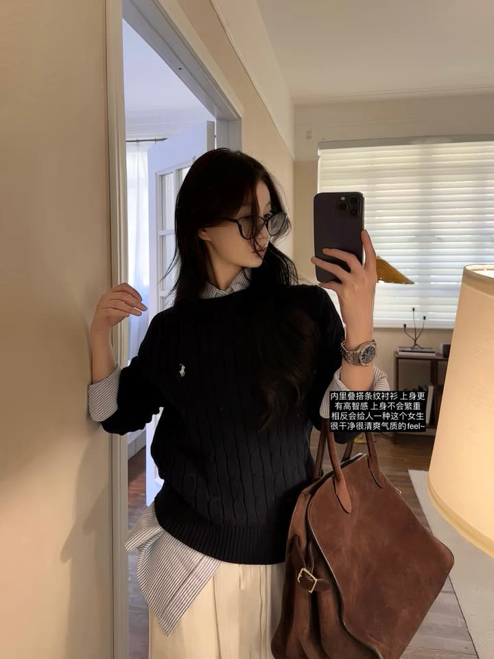 Ralph Lauren Cable Knit Sweater in Black