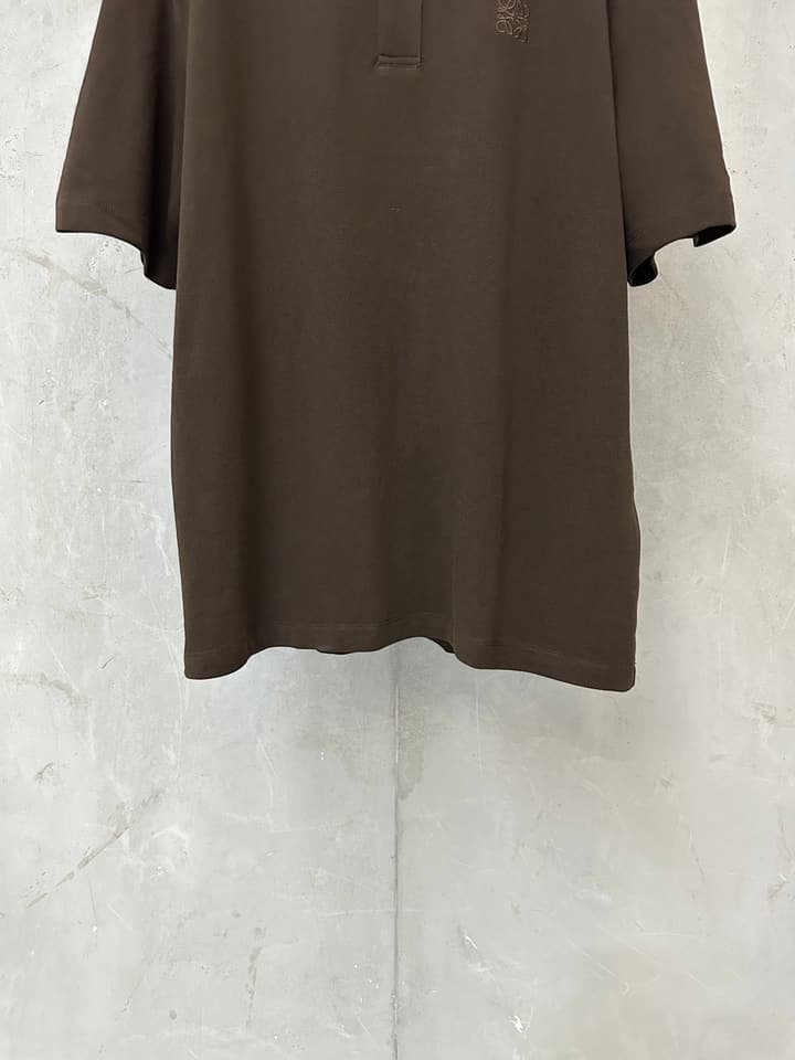 Loewe Embroidered Logo Cotton Polo Shirt – 26SS in Coffee Brown