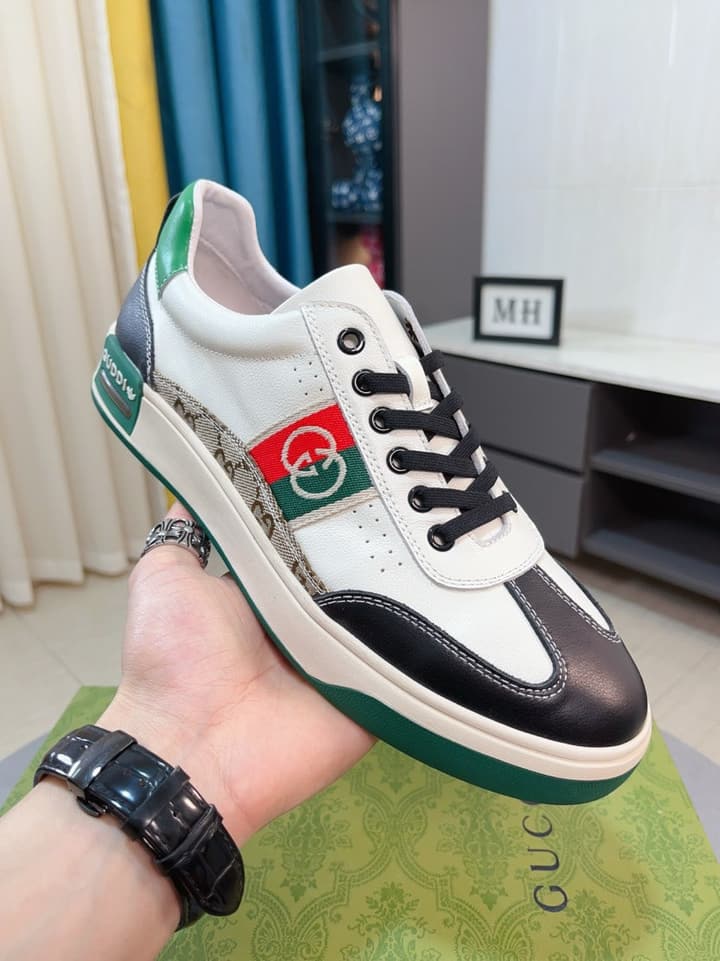 Gucci New Season Casual Fashion Sneakers in Black With Web Stripe