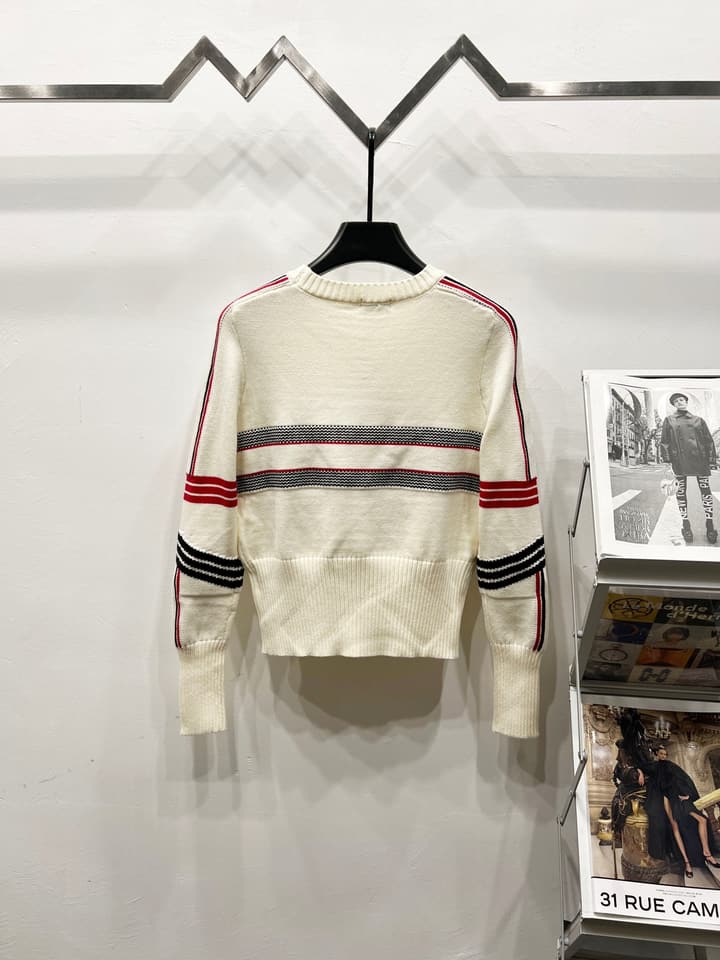 Dior x Peter Doig Ski Series Sailor Collar Knit Sweater – 23FW in Grey