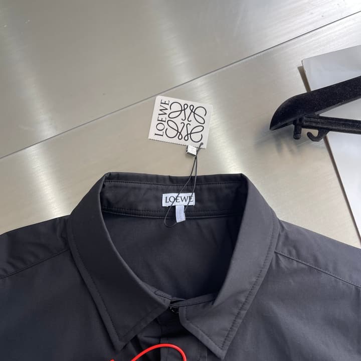 Loewe Anagram Embroidered Pocket Shirt in P-Soft Cotton in Charcoal