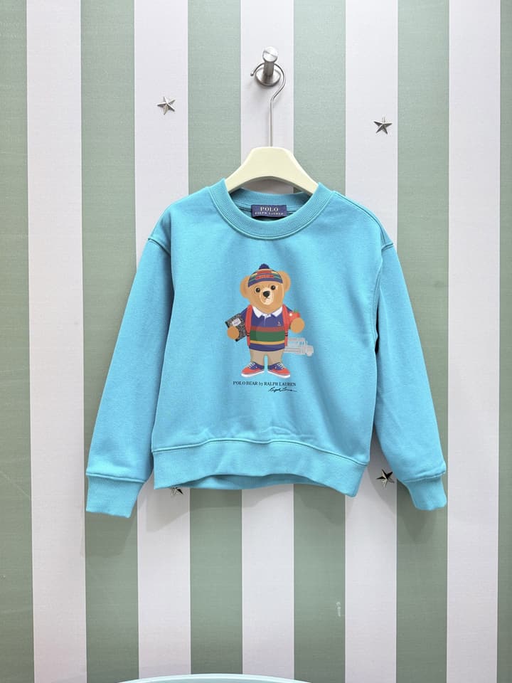 Ralph Lauren Kids Crewneck Sweatshirt – Kids Collection – 2025FW in Light Blue Bear Graphic