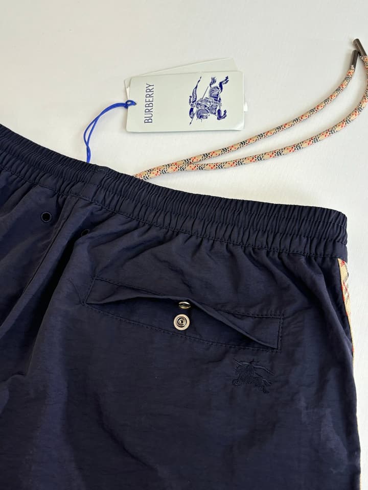 Burberry Nylon Side Check Drawstring Shorts in Black