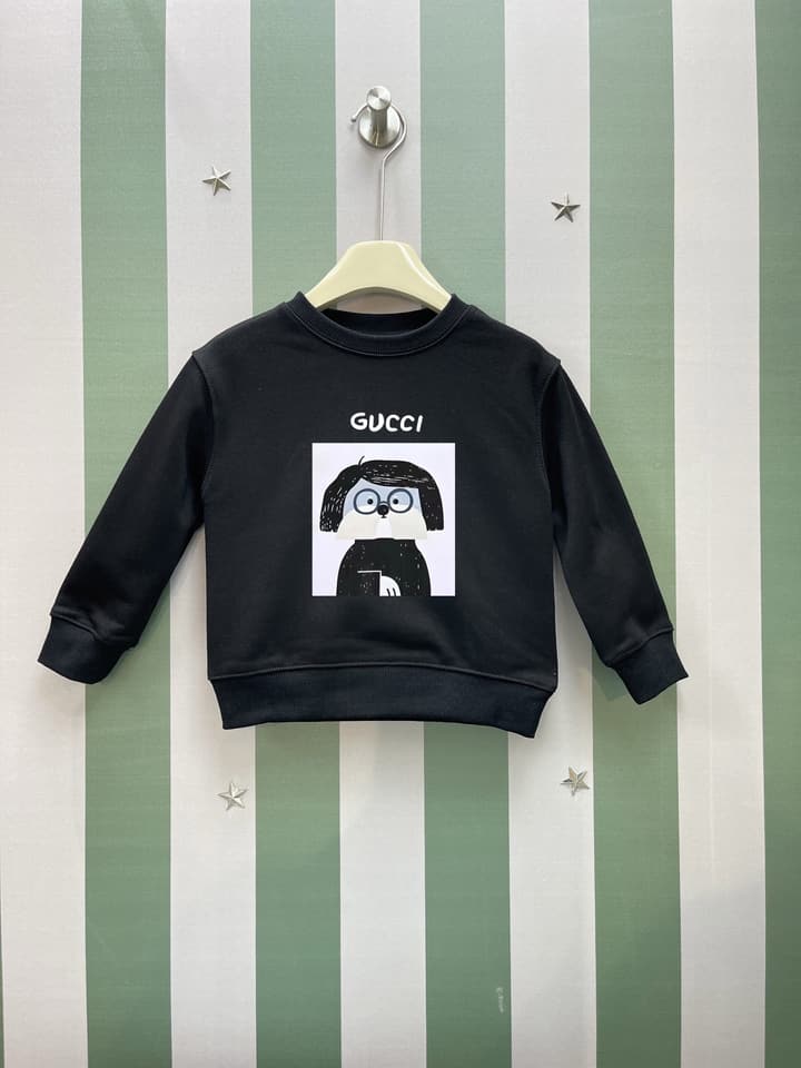 Gucci Kids Graphic Crewneck Sweatshirt – 2025FW – Kids Collection in Black With White Graphic Print