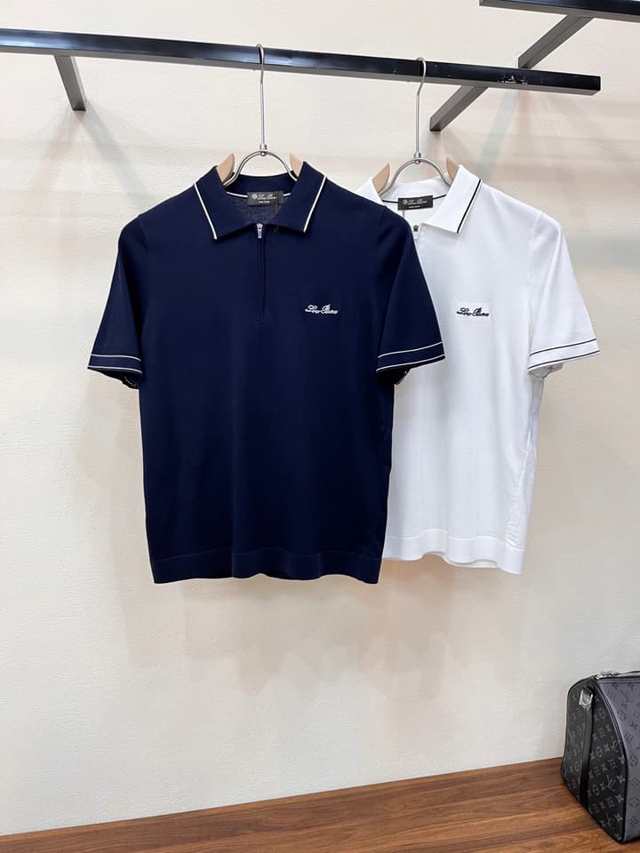 Loro Piana Minimalist Knitted Polo Shirt – 2026SS in Navy Blue