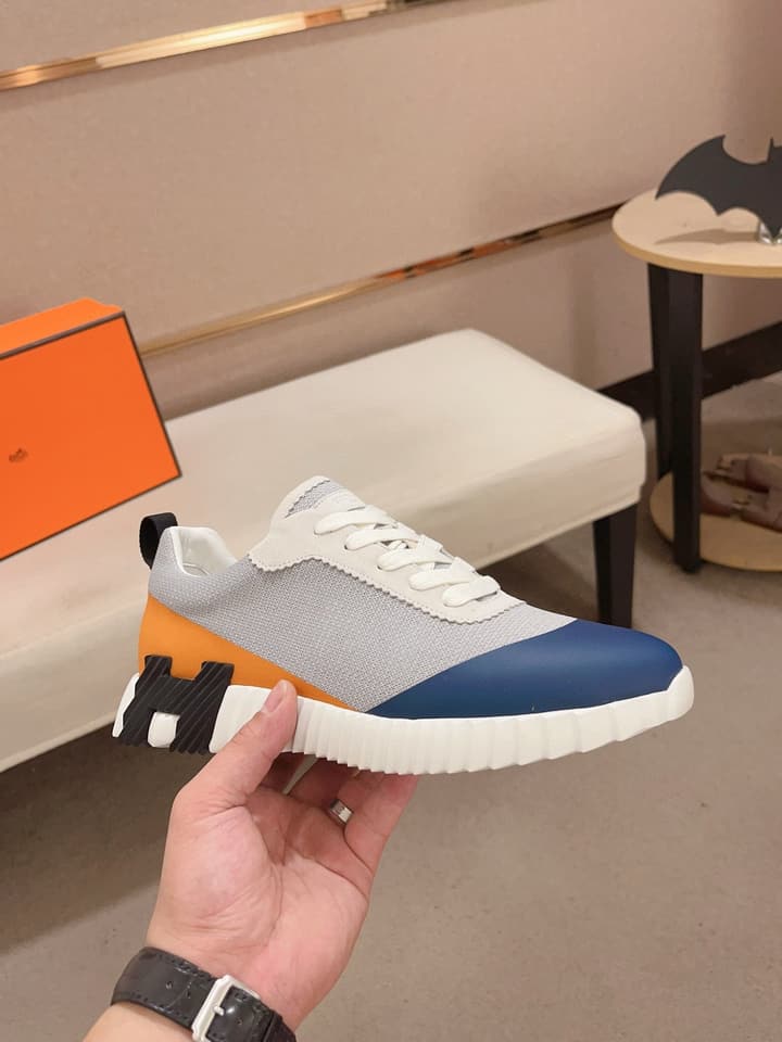 Hermès Men's Classic Driving Shoes in Charcoal With Blue Sole