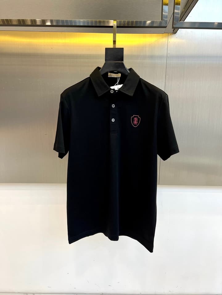 Brunello Cucinelli Short-Sleeved Polo Shirt – 2026 Spring/Summer Collection in Classic Black