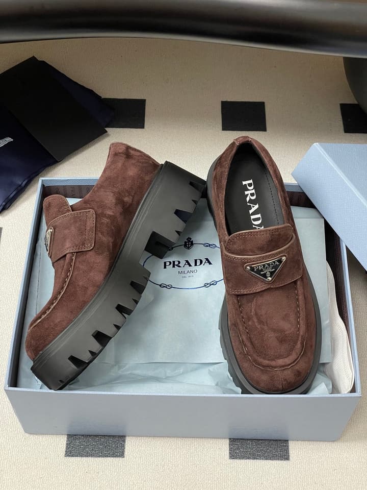 Prada Thick-Soled Platform Loafers – 25FW in Deep Gloss Black
