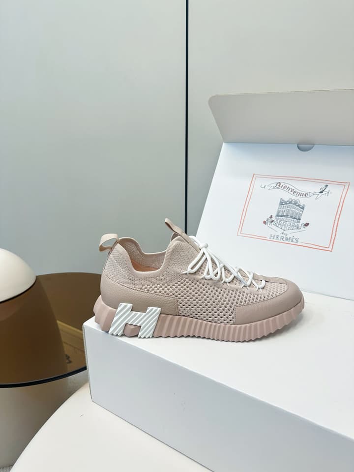 Hermes Classic Couple's Casual Sneakers in Light Beige