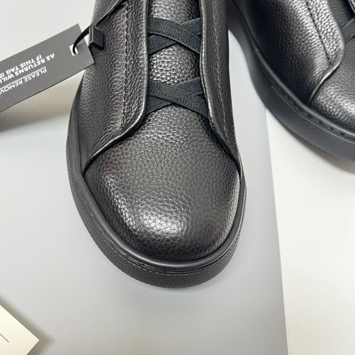 Zegna SECONDSKIN Triple Stitch™ Casual Sneakers in Monochromatic Black