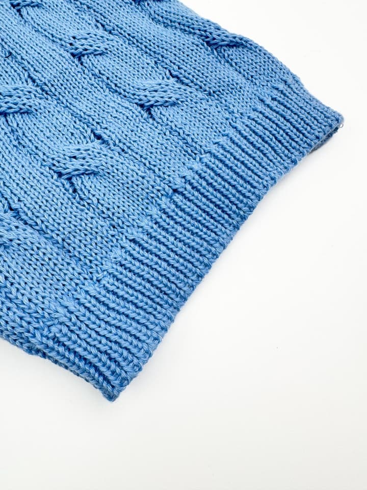 Ralph Lauren Cable-Knit Short-Sleeve Sweater in Glacier Mist Blue