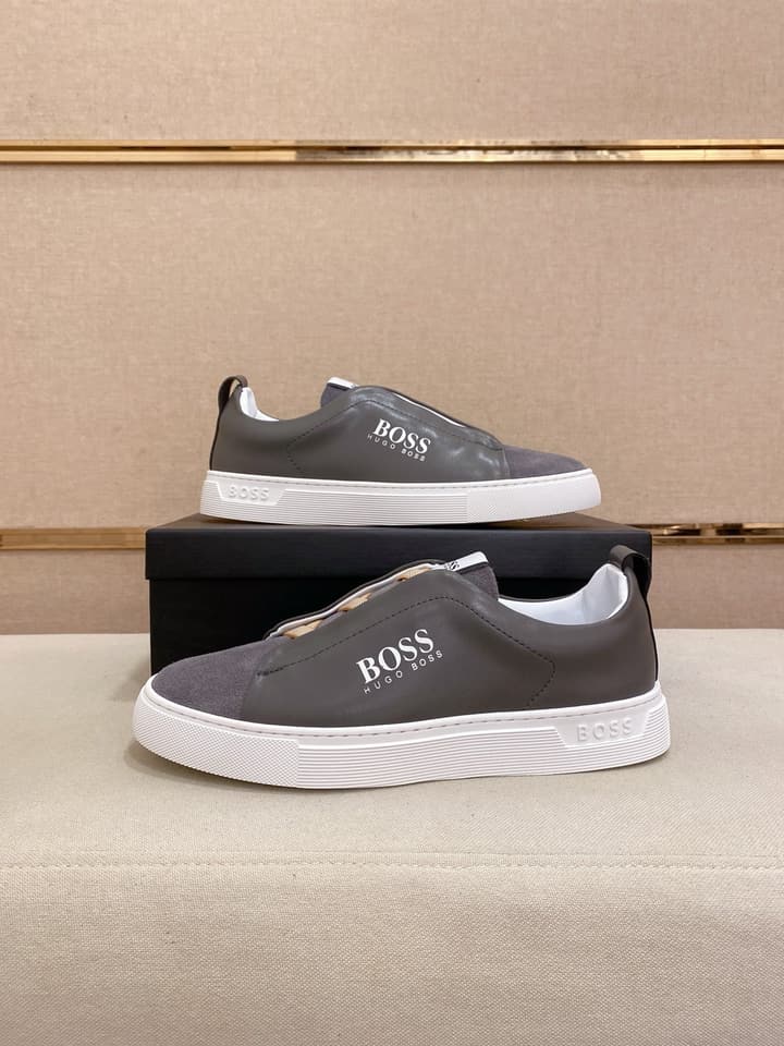 Boss Casual Leather Loafers in Glossy Black Toe