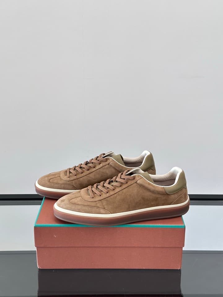 Loro Piana WeekendWalk Suede Sneakers in Cream Suede