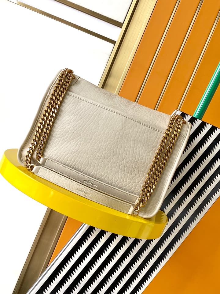 Saint Laurent Niki Medium Flap Bag in Cream Leather