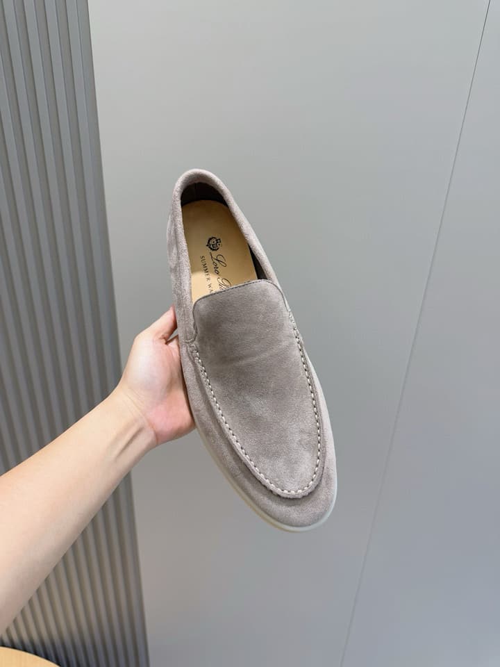 Loro Piana Italian Handmade Suede Loafers in Camel Brown Suede