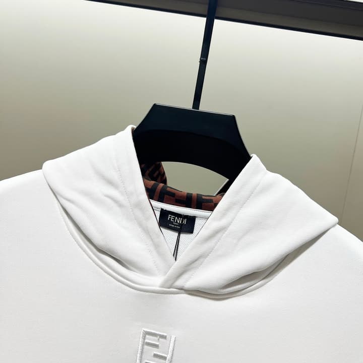 Fendi FF Patch Logo Cotton Hoodie in Black Hooded Sweatshirt