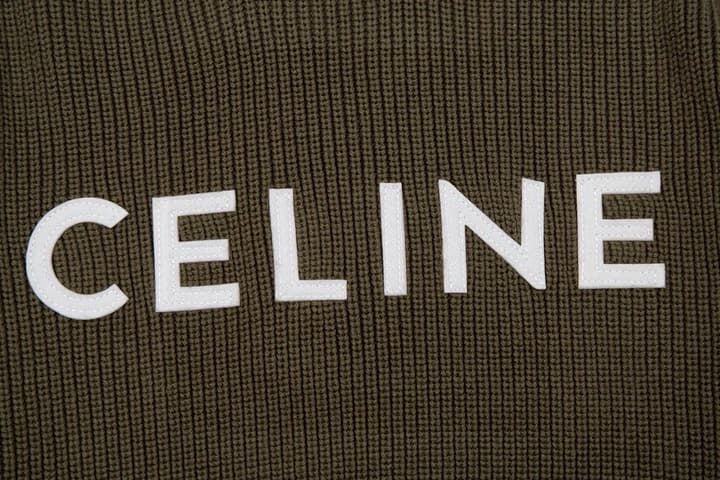 Celine Classic Embroidered Crewneck Sweater in Army Green