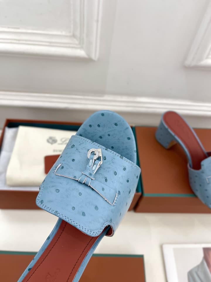 Loro Piana Summer Charms Ostrich Mules – 2025 Spring/Summer Collection in Black