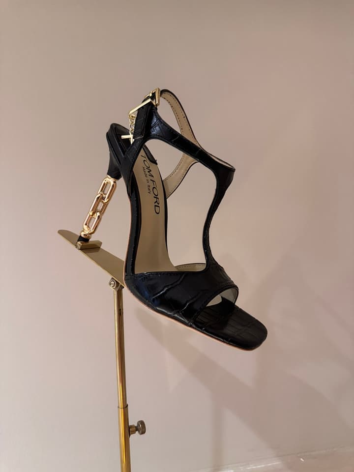 TOM FORD Padlock Heeled Sandals – 24SS Collection in Black Sandals