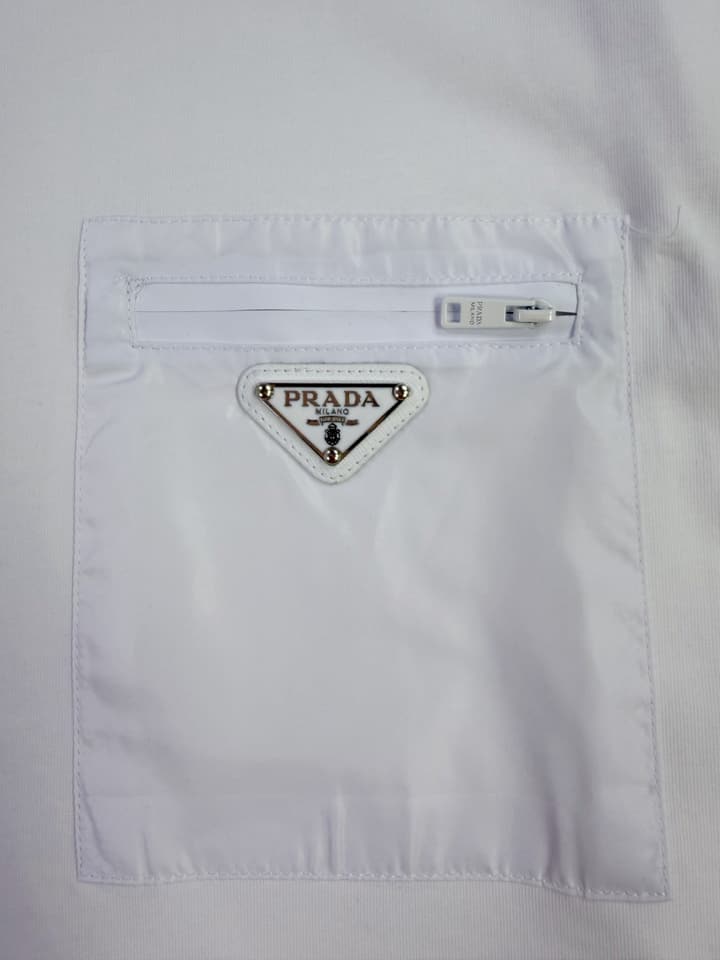 Prada Nylon Patch Pocket Triangle Logo T-Shirt in Black