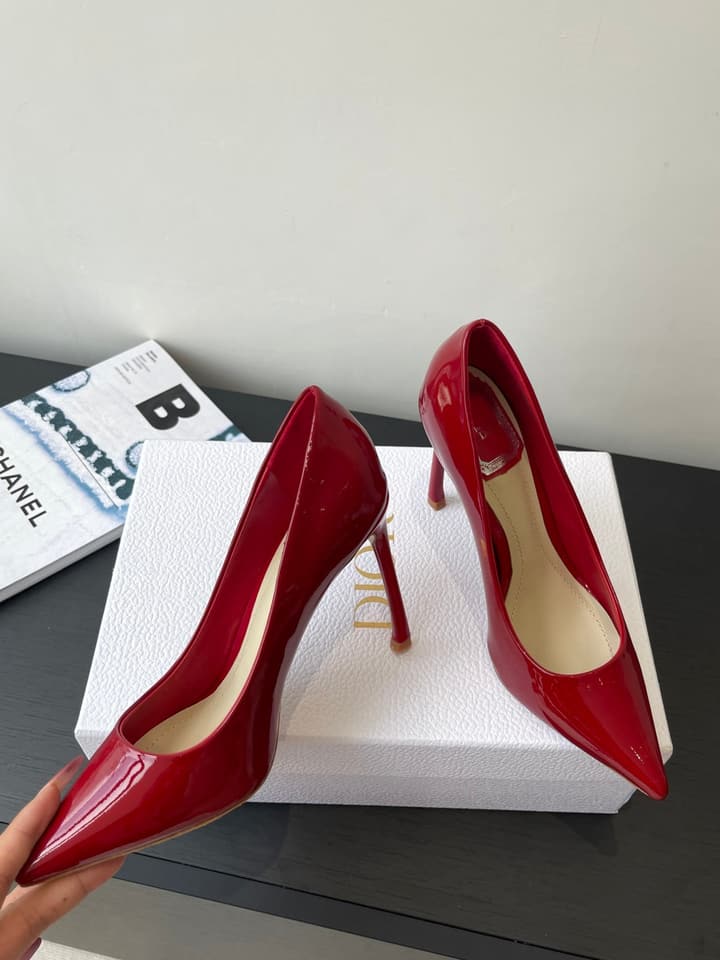 Dior Pointed High-Heel Pumps – 25SS Spring/Summer Collection in Patent Burgundy