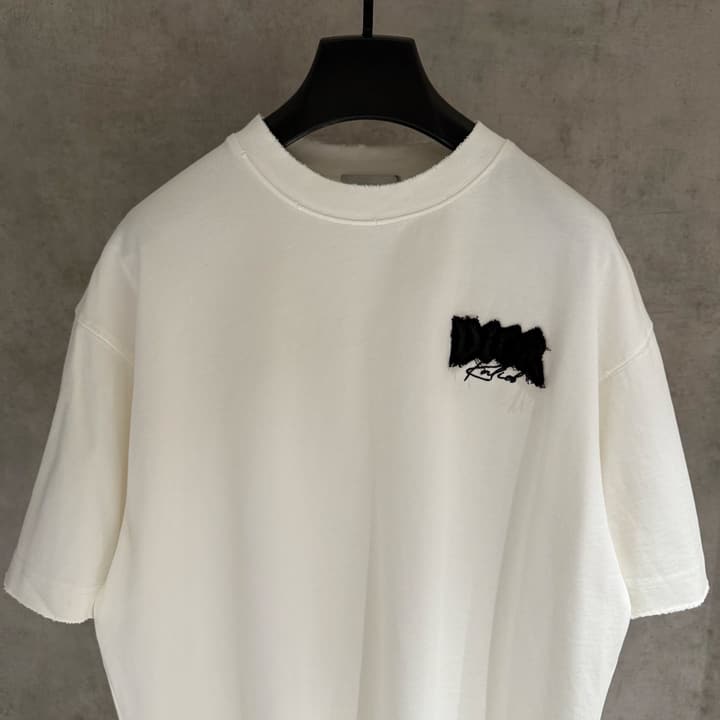 Dior Patch Embroidered Heavyweight T-Shirt in Grey