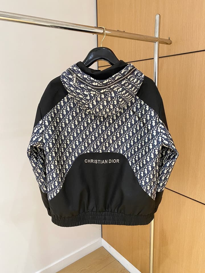 Dior New Runway Jacket Outerwear in Black With Monogram Panels