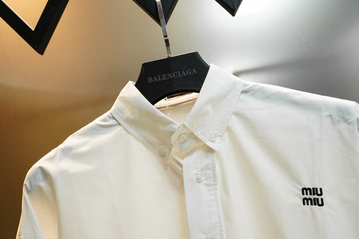 Miu Miu Embroidered Casual Shirt in White