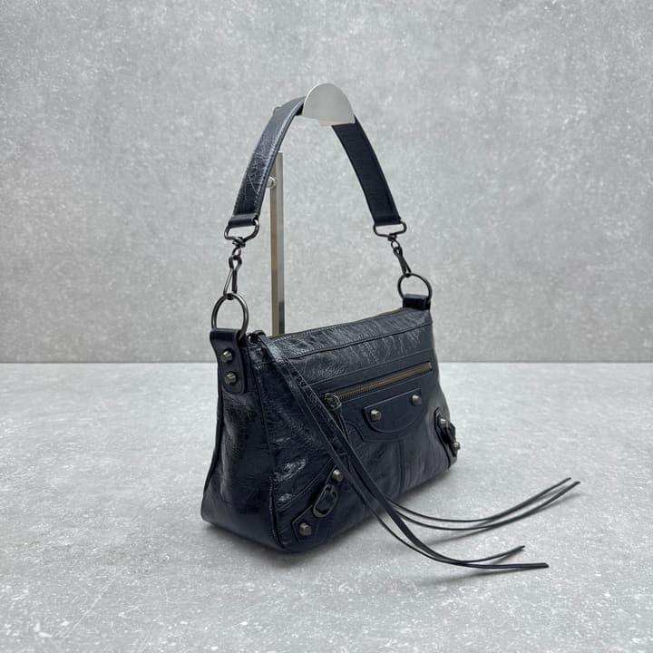 Balenciaga Le City Moto Hobo Bag – 25FW in Oil Wax Black