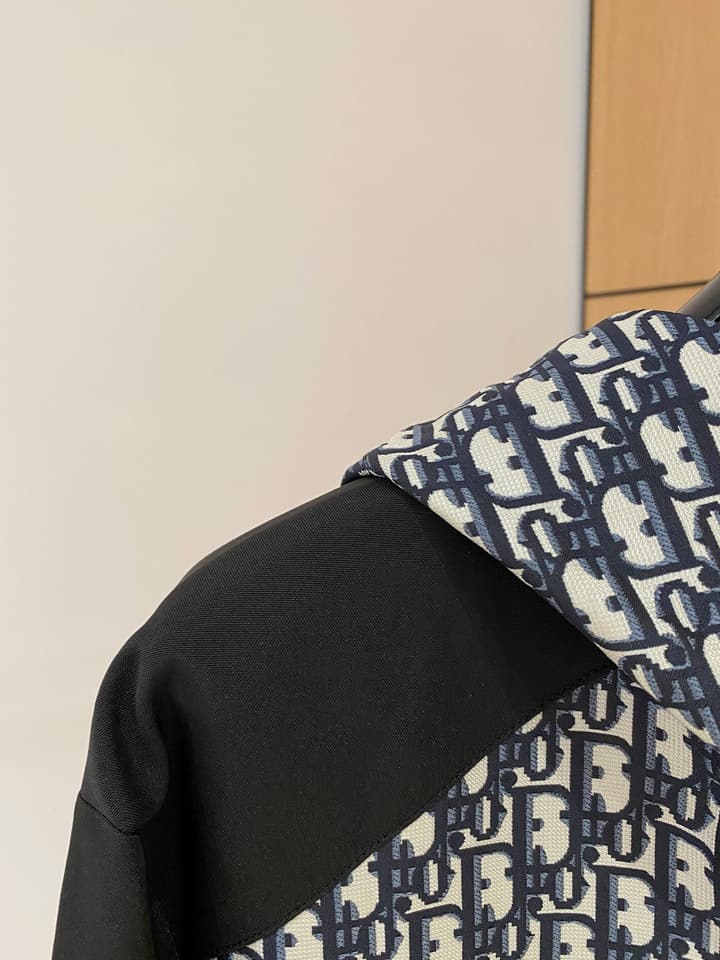 Dior New Runway Jacket Outerwear in Black With Monogram Panels
