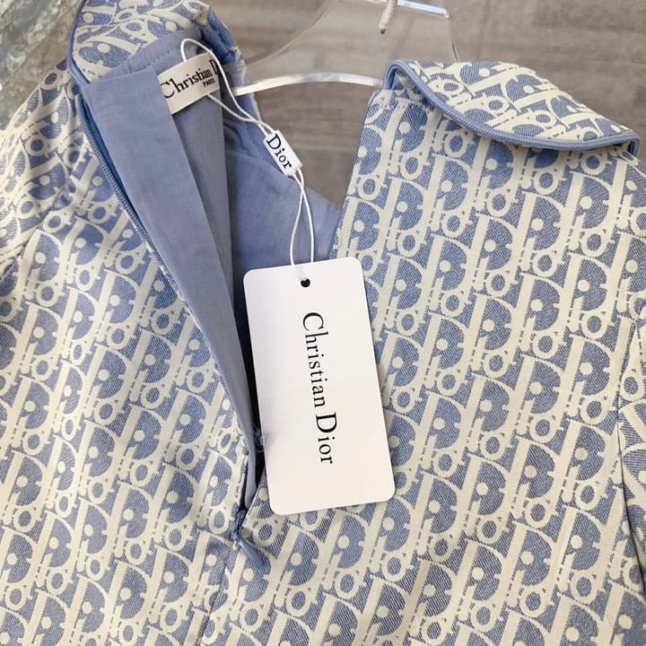 Dior Kids Monogram Pleated Dress Sibling Set – 2026SS – Kids Collection in Light Blue Monogram