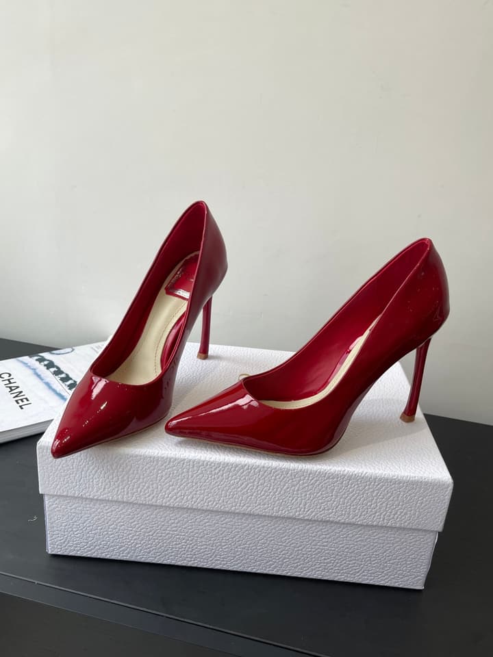 Dior Pointed High-Heel Pumps – 25SS Spring/Summer Collection in Patent Burgundy