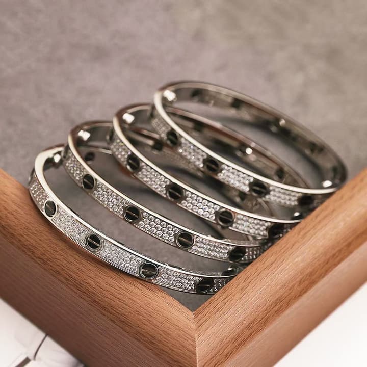 Cartier LOVE Pave Bracelet in Rose Gold Tone Bracelet