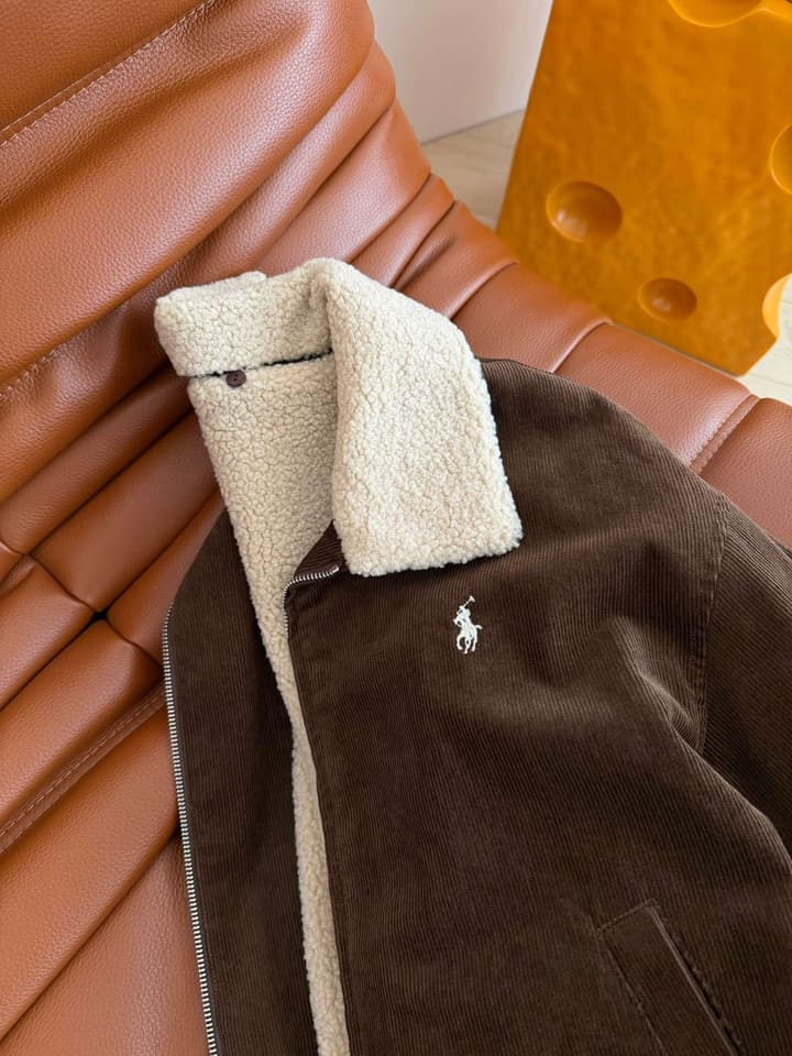 Ralph Lauren Corduroy Sherpa Lined Jacket – 25SS in Brown Corduroy Shearling Jacket