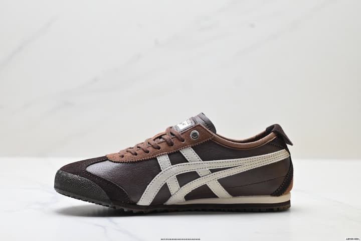 Onitsuka Tiger MEXICO 66 DELUXE Sneakers – NIPPON MADE Series in Dark Brown With Beige Stripes