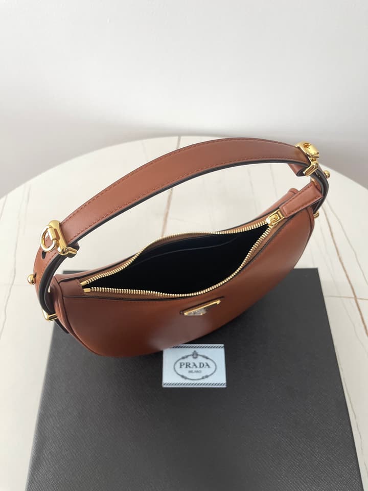 Prada Arque Cowhide Shoulder Bag in Black