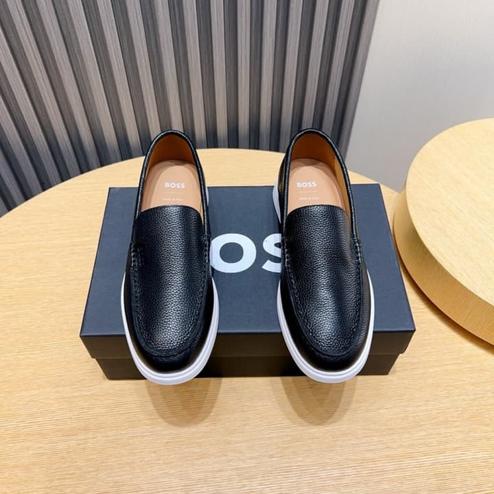 Boss Men's Luxury Leather Loafers in Black Leather