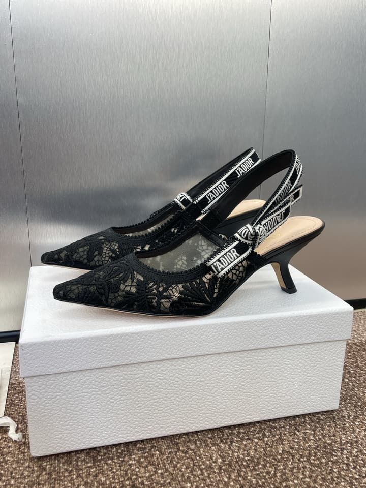 Dior J'Adior Woven Slingback Sandals – 2023 Spring/Summer Collection in Black Oblique Mesh High Contrast