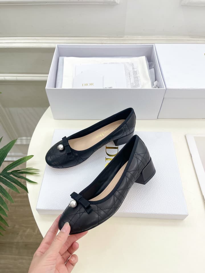 Dior Cannage Pearl Ballet Pumps – 2024 Spring/Summer Collection in Black