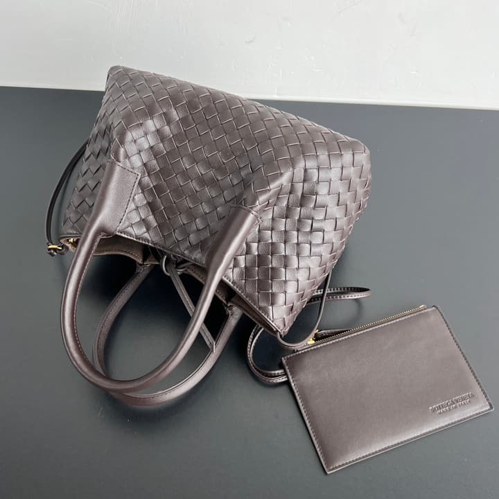 Bottega Veneta Pinacoteca Small Tote Handbag – 2025SS in Burgundy With Light Blue Lining A