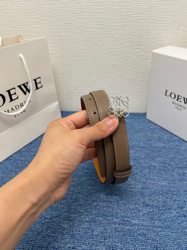Loewe Calfskin Leather Belt in Black With Gold Buckle