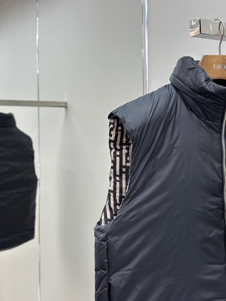 Fendi Reversible Down Puffer Vest – Stefano Pilati Series in Ff Stripes Pattern
